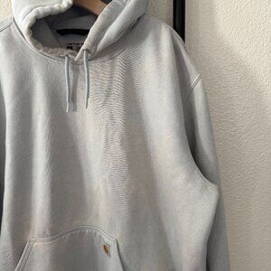 Distressed Faded Blue Gray Loose Fit Carhartt Hoodie Size 2XL